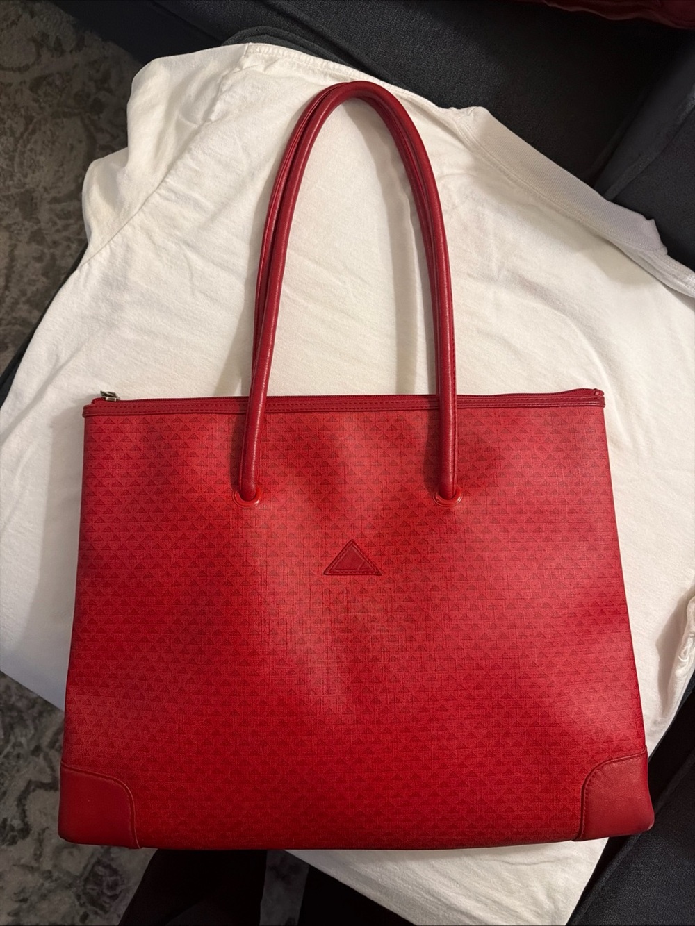 Liz Claiborne Vintage 80’s Leather & Coated Canvas Tote Bag EUC